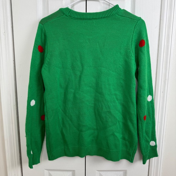 Poof NY Christmas Gnome Sweater Women's Sm Green Pom Pom Knit Holiday Ugly Cute - Picture 6 of 6